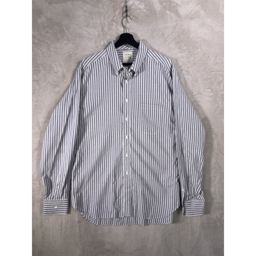 Billy Reid Standard Cut Button Down Shirt Mens XL White Blue Pinstripe Cotton